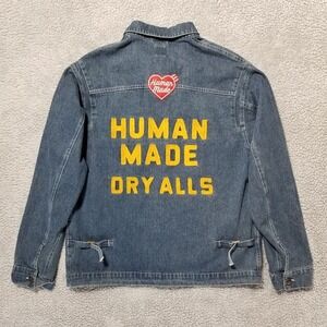 Human Made Denim Trucker Jacket DRY ALLS Jean Jacket Sz L Nigo Pharrell Williams